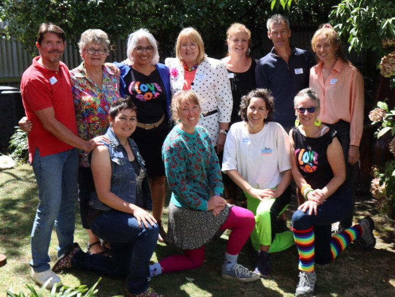 staff-80s-theme Staff at the 40th birthday party dressed up with an 80s theme